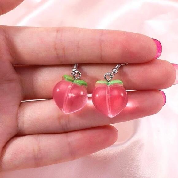 Molliwater Jewelry - New Peach 90's Y2k Summer Pink Dangle Earrings Drop Cartoon Fruit Pastel Pink